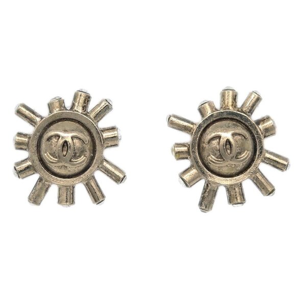 Chanel Piercing Earrings Gold Rhinestone 04A 185034 - Picture 1 of 4